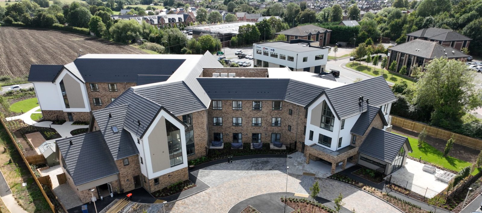 Aerial view of a completed Salus Group supported-living scheme