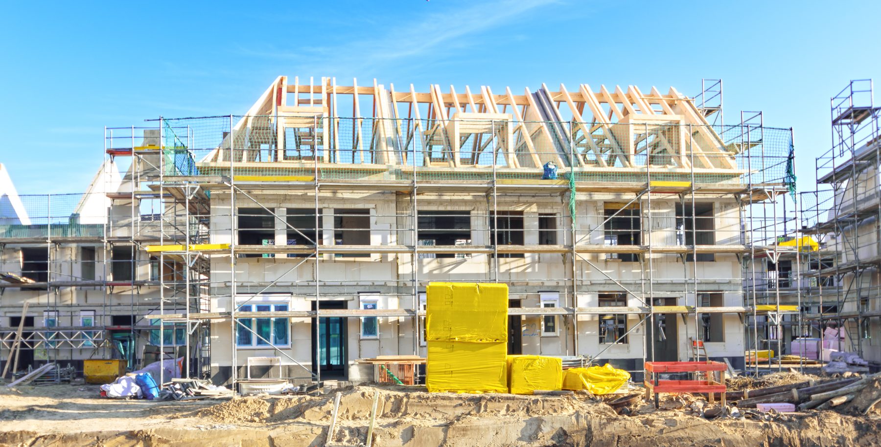 North West scheme under construction with scaffolding in place